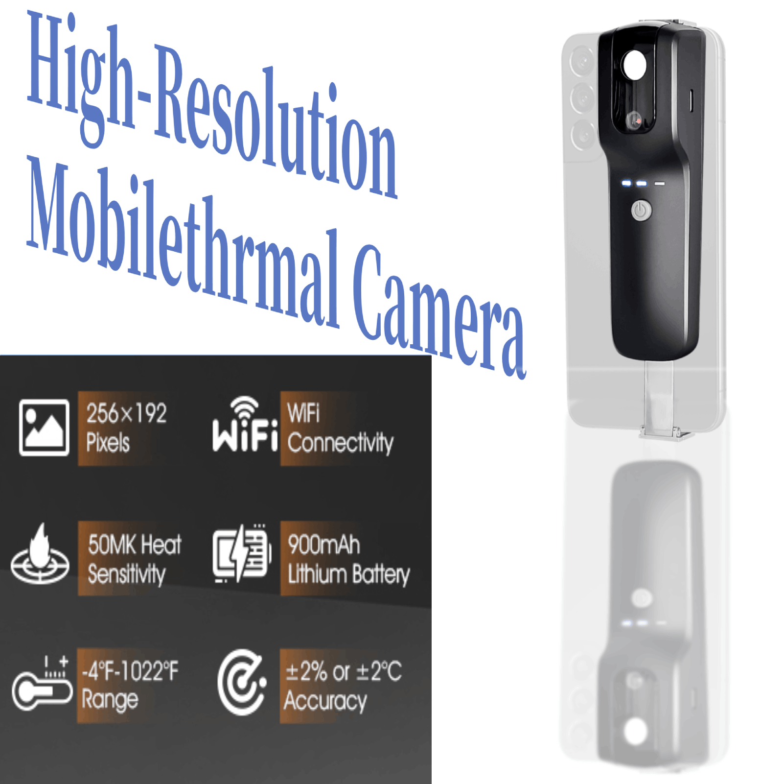 Thermal Imaging Camera 256X192 - Cámara térmica WiFi HP951A 256x192 montada